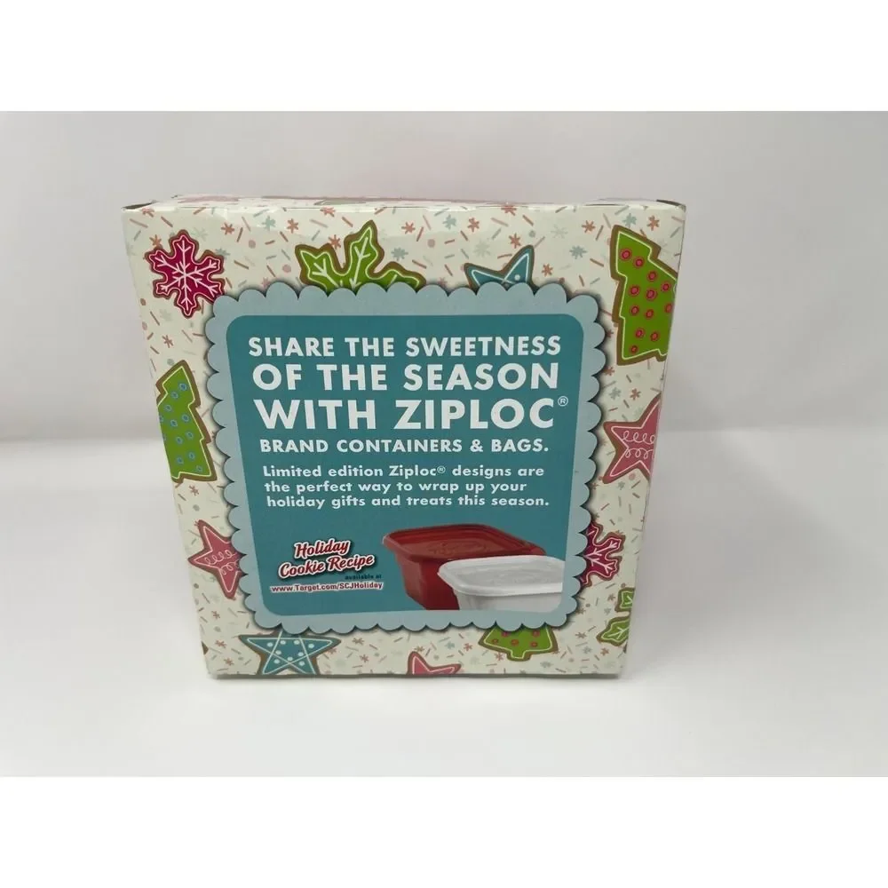 5 pk Ziploc Medium Square Containers RED WHITE Limited Edition Holiday NOS